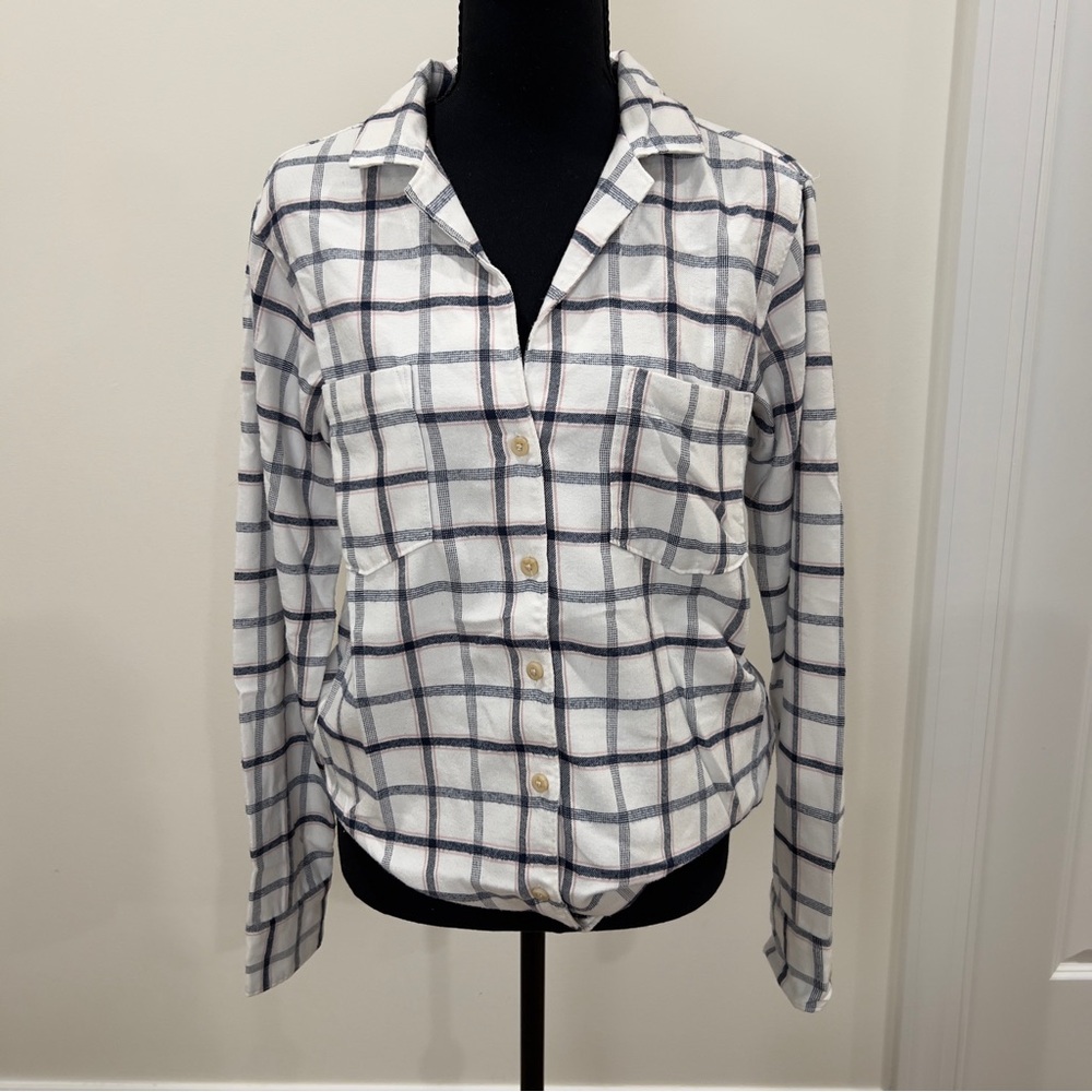 Abercrombie & Fitch Soft A&F Women's Black Pink white Checkered Shirt Small